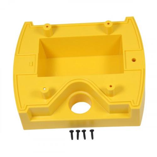 A yellow pump base with 4 small black screws used for a humidity pump