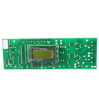 Front view of a rectangular circuit board, with three rods as buttons. There is also a small display here too