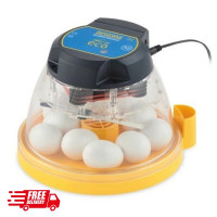 Mini Eco, a small round yellow base with a clear top, the top has a housing for the electricals.